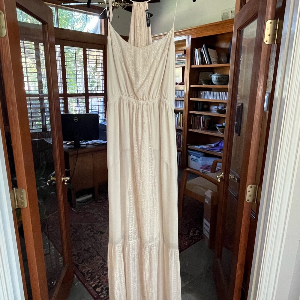 100% silk eyelet maxi dress